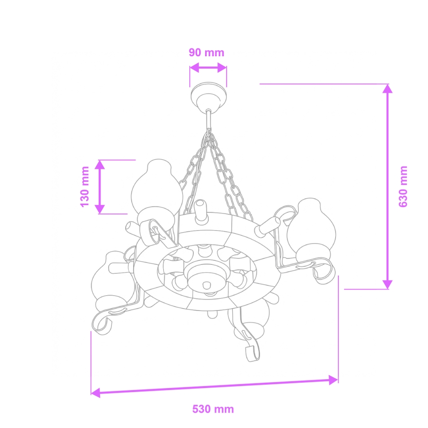 Brilagi - Kronleuchter an Kette TIMONA 4xE14/40W/230V Ø 50 cm Buche