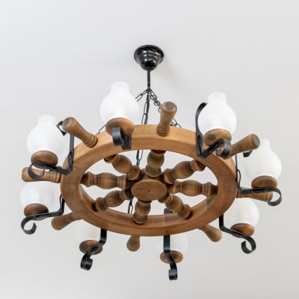 Brilagi - Kronleuchter an Kette TIMONA 8xE14/40W/230V Ø 70 cm Buche