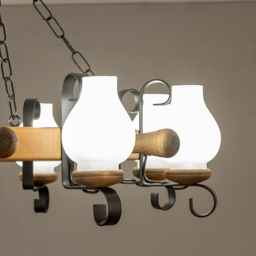 Brilagi - Kronleuchter an Kette TIMONA 8xE14/40W/230V Ø 70 cm Buche