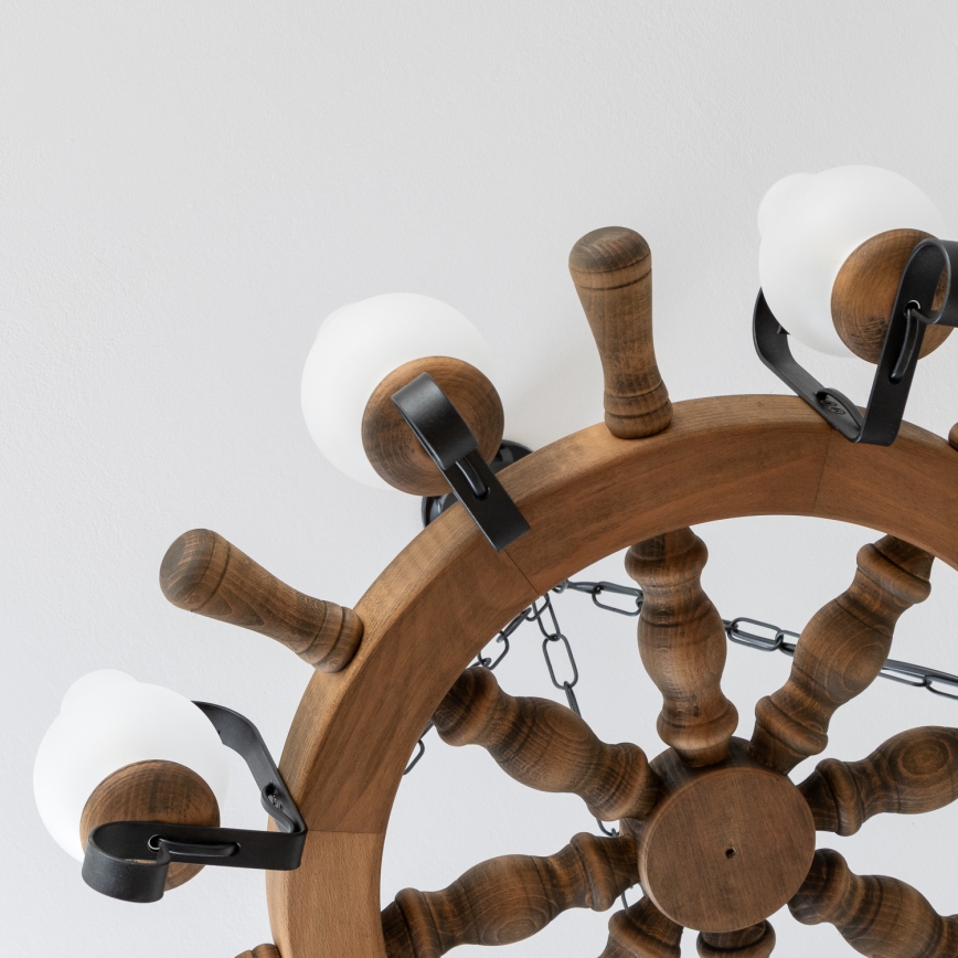 Brilagi - Kronleuchter an Kette TIMONA 8xE14/40W/230V Ø 70 cm Buche