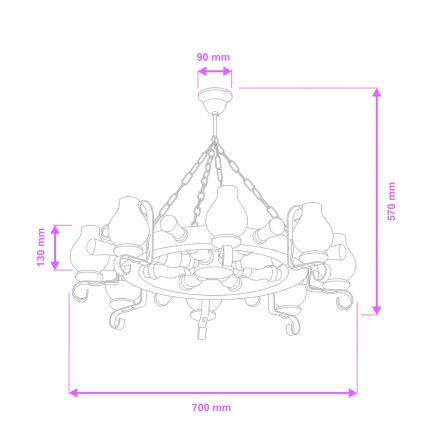 Brilagi - Kronleuchter an Kette TIMONA 8xE14/40W/230V Ø 70 cm Buche