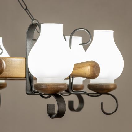 Brilagi - Kronleuchter an Kette TIMONA 8xE14/40W/230V Ø 70 cm Buche/Nussbaum