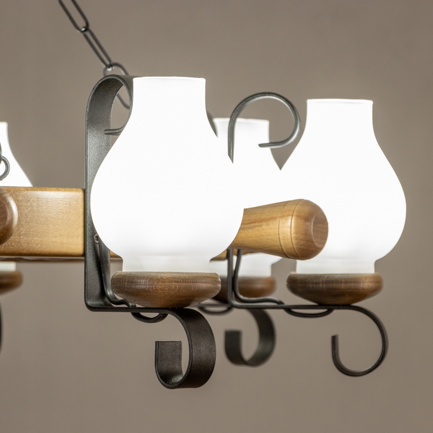 Brilagi - Kronleuchter an Kette TIMONA 8xE14/40W/230V Ø 70 cm Buche/Nussbaum