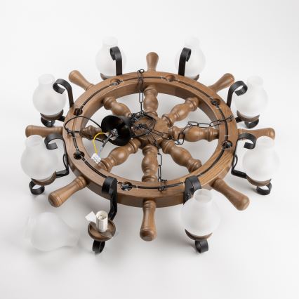 Brilagi - Kronleuchter an Kette TIMONA 8xE14/40W/230V Ø 70 cm Buche/Nussbaum