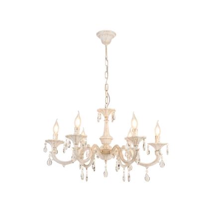 Brilagi - Kronleuchter mit Kette CLASSIC 6xE14/10W/230V creme/Patina