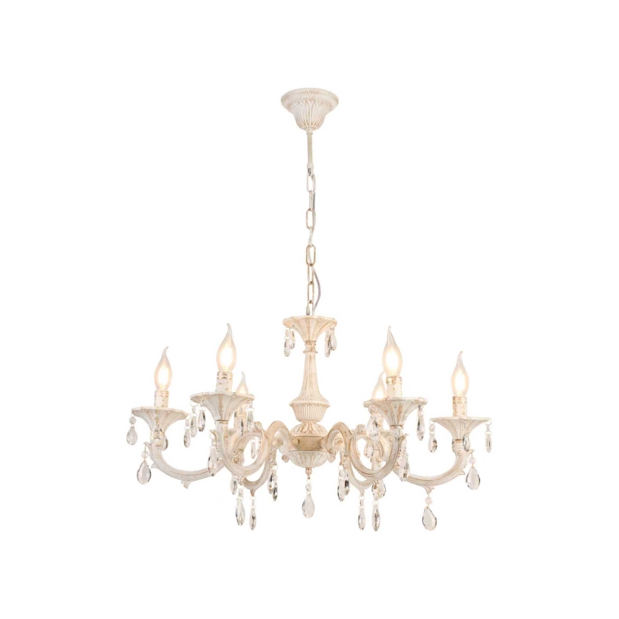 Brilagi - Kronleuchter mit Kette CLASSIC 6xE14/10W/230V creme/Patina