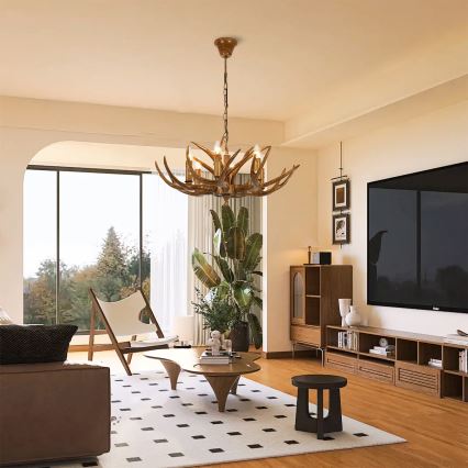 Brilagi - Kronleuchter mit Kette DEER 6xE14/10W/230V Ø 70 cm Geweih-Design