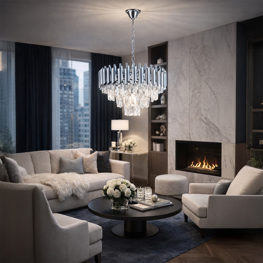 Brilagi - Kronleuchter mit Kette ECLIPSE 5xE14/10W/230V Ø 38 cm silberfarben