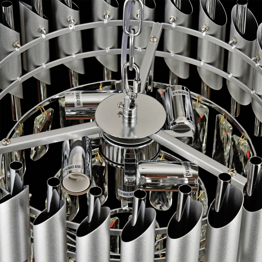 Brilagi - Kronleuchter mit Kette ECLIPSE 5xE14/10W/230V Ø 38 cm silberfarben