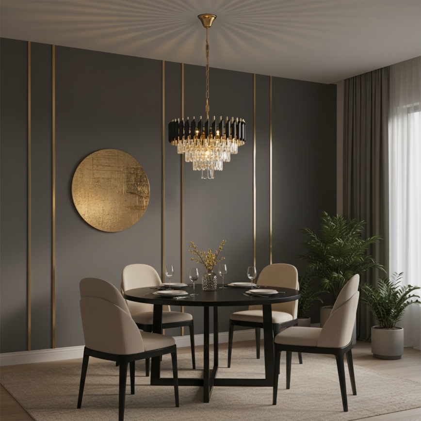 Brilagi - Kronleuchter mit Kette ECLIPSE 7xE14/10W/230V Ø 48 cm schwarz/gold