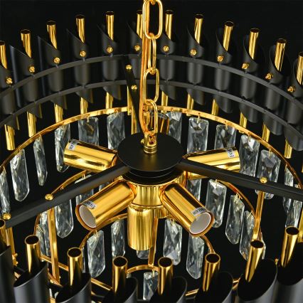 Brilagi - Kronleuchter mit Kette ECLIPSE 7xE14/10W/230V Ø 48 cm schwarz/gold