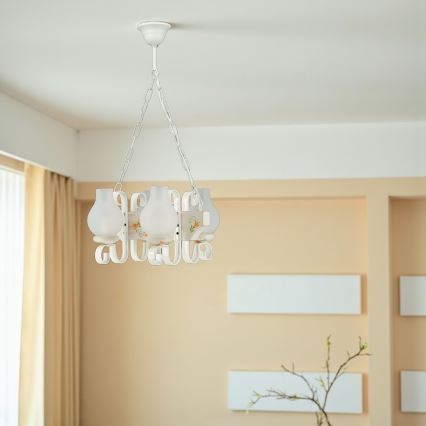 Brilagi - Kronleuchter mit Kette QUEEN 4xE14/40W/230V Buche/cremefarben