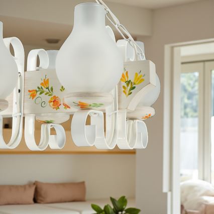 Brilagi - Kronleuchter mit Kette QUEEN 4xE14/40W/230V Buche/cremefarben