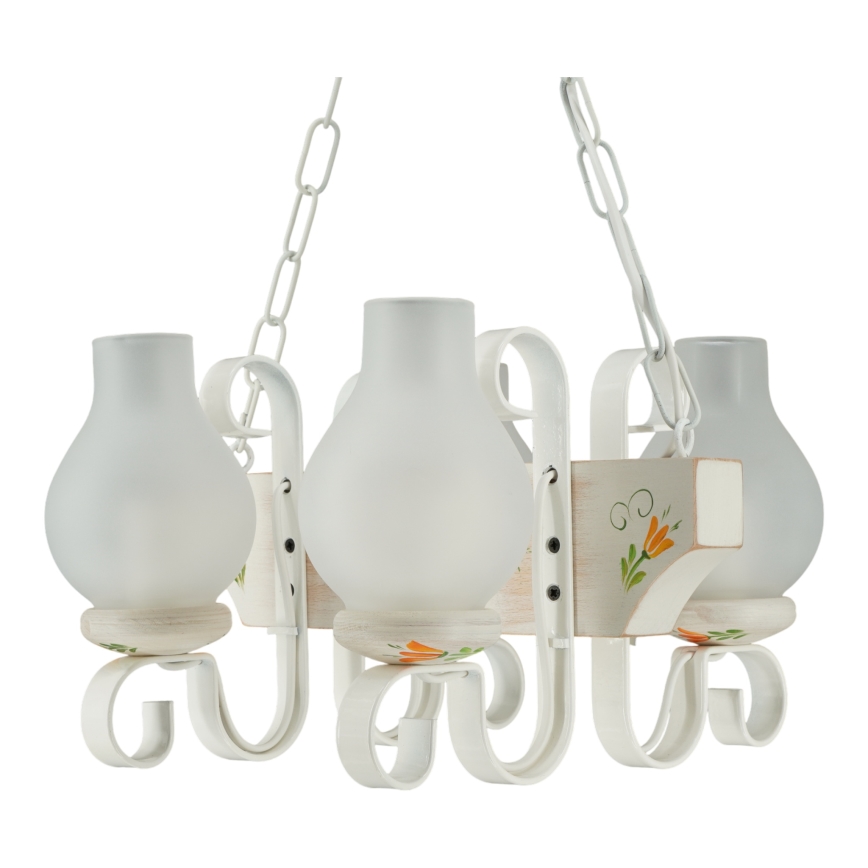 Brilagi - Kronleuchter mit Kette QUEEN 4xE14/40W/230V Buche/cremefarben