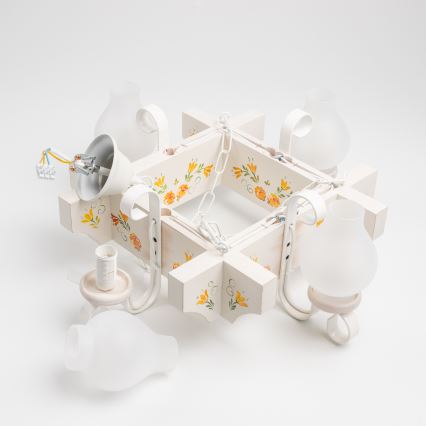 Brilagi - Kronleuchter mit Kette QUEEN 4xE14/40W/230V Buche/cremefarben