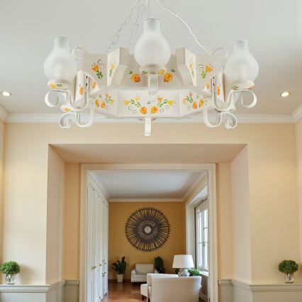 Brilagi - Kronleuchter mit Kette QUEEN 6xE14/40W/230V Buche/Creme