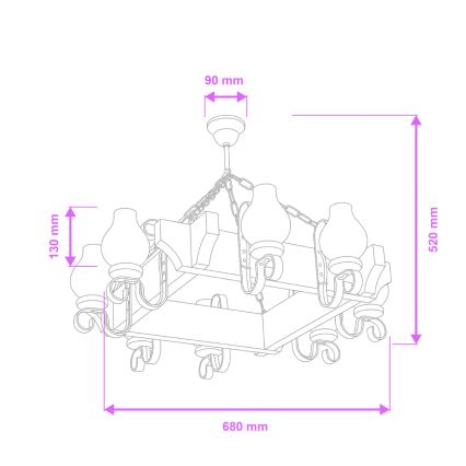 Brilagi - Kronleuchter mit Kette QUEEN 8xE14/40W/230V Buche/Creme