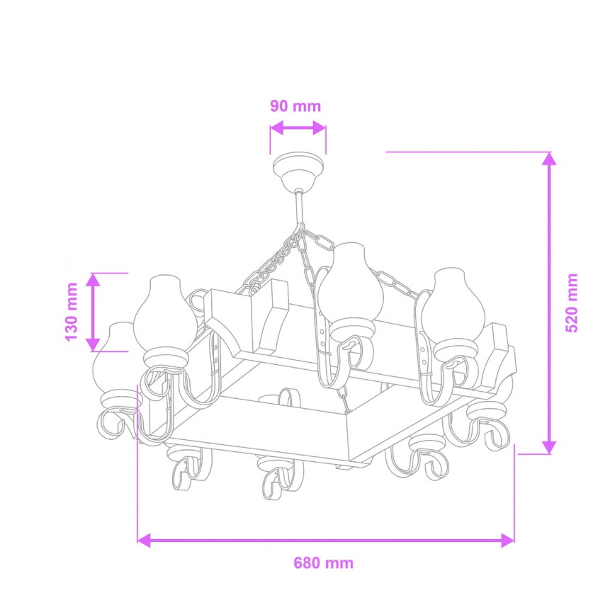 Brilagi - Kronleuchter mit Kette QUEEN 8xE14/40W/230V Buche/Creme