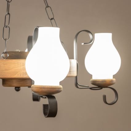 Brilagi - Kronleuchter mit Kette ROATA, 5xE14/40W/230V, Ø 50 cm, Buche