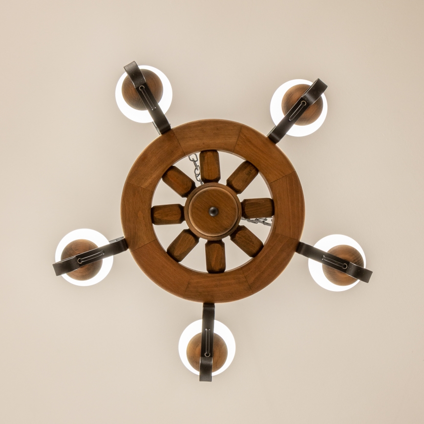 Brilagi - Kronleuchter mit Kette ROATA, 5xE14/40W/230V, Ø 50 cm, Buche