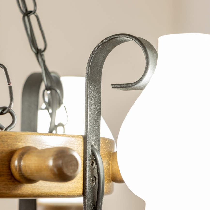 Brilagi - Kronleuchter mit Kette TIMONA 4xE14/40W/230V Ø 50 cm Buche/Nussbaum