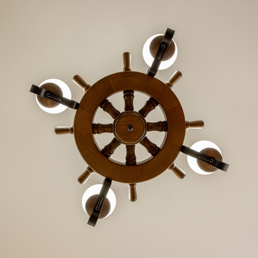 Brilagi - Kronleuchter mit Kette TIMONA 4xE14/40W/230V Ø 50 cm Buche/Nussbaum