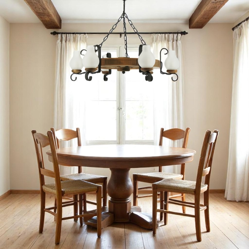 Brilagi - Kronleuchter ROATA mit Kette, 6xE14/40W/230V, Ø 70 cm, Buche