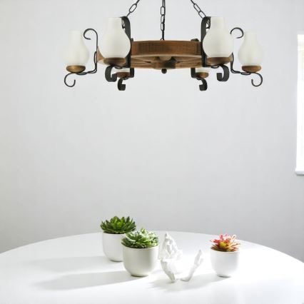 Brilagi - Kronleuchter ROATA mit Kette, 6xE14/40W/230V, Ø 70 cm, Buche