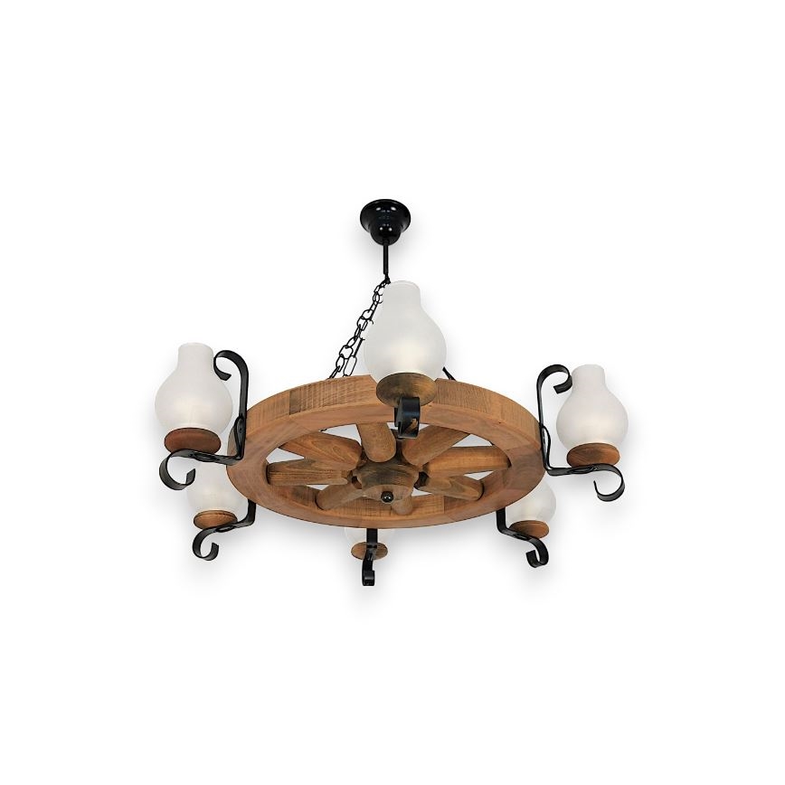 Brilagi - Kronleuchter ROATA mit Kette, 6xE14/40W/230V, Ø 70 cm, Buche