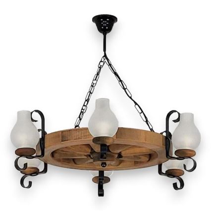 Brilagi - Kronleuchter ROATA mit Kette, 6xE14/40W/230V, Ø 70 cm, Buche