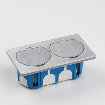 BRILAGI - Küchen-Einbau-Doppelsteckdose INBOX IP55 silber rechteckig