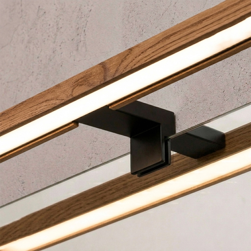Brilagi - LED Badezimmer-Spiegelbeleuchtung 3-in-1 WOODY MIRROR LED/12W/230V 60 cm IP44 schwarz/Eiche Kirsche