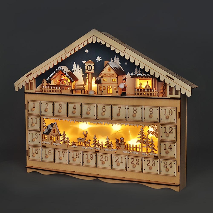 Brilagi - LED-Adventskalender LED/2xAA Holz