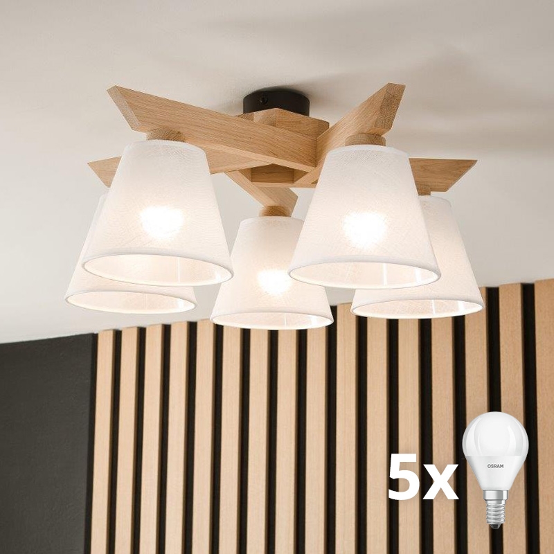 Brilagi - LED  Anbauleuchte ANTHONY 5xE14/40W/230V Eiche/weiß