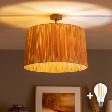 Brilagi - LED-Aufbau-Deckenleuchte CERIA BOHO 1xE27/60W/230V Ø 50 cm schwarz/raffia