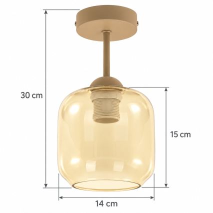 BRILAGI - LED Aufgesetzte Deckenleuchte RETRO GLASS 1xE27/60W/230V Ø 14 cm beige/rauchbeige