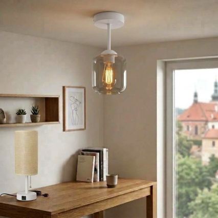 BRILAGI - LED-Deckenleuchte RETRO GLASS 1xE27/60W/230V Ø 14 cm weiß/rauchgrau