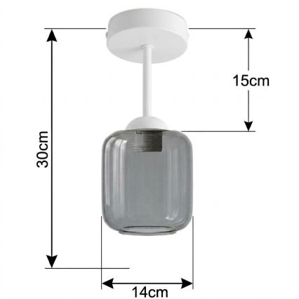 BRILAGI - LED-Deckenleuchte RETRO GLASS 1xE27/60W/230V Ø 14 cm weiß/rauchgrau