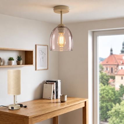 BRILAGI - LED Aufgesetzte Deckenleuchte RETRO GLASS 1xE27/60W/230V Ø 17 cm beige/rauchfarben beige