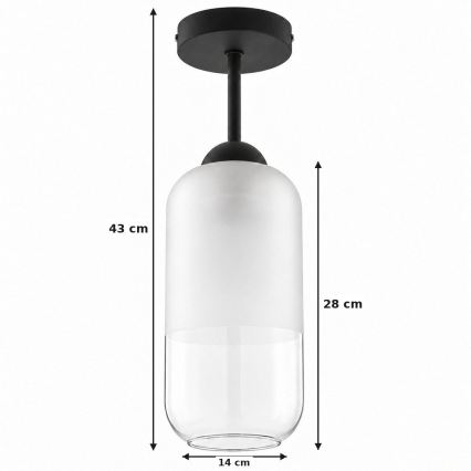 BRILAGI - LED Aufbau-Deckenleuchte RETRO GLASS 1xE27/60W/230V Ø 14 cm schwarz/weiß