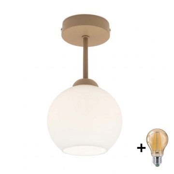 BRILAGI - LED-Aufbau-Deckenleuchte RETRO GLASS 1xE27/60W/230V Ø 15 cm beige/weiß