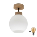 BRILAGI - LED-Aufbau-Deckenleuchte RETRO GLASS 1xE27/60W/230V Ø 15 cm Eiche/Weiß