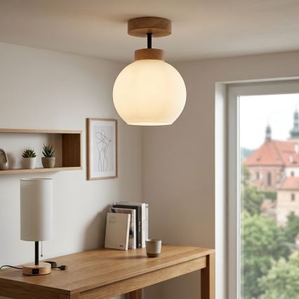 BRILAGI - LED-Aufbau-Deckenleuchte RETRO GLASS 1xE27/60W/230V Ø 15 cm Eiche/Weiß