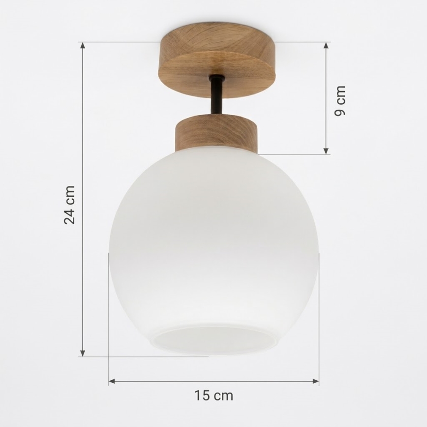 BRILAGI - LED-Aufbau-Deckenleuchte RETRO GLASS 1xE27/60W/230V Ø 15 cm Eiche/Weiß