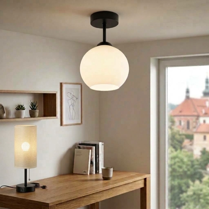 BRILAGI - LED Aufbau-Deckenleuchte RETRO GLASS 1xE27/60W/230V Ø 15 cm schwarz/weiß