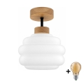 BRILAGI - LED-Aufbau-Deckenleuchte RETRO GLASS 1xE27/60W/230V Ø 20 cm Eiche/Weiß