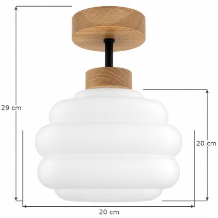 BRILAGI - LED-Aufbau-Deckenleuchte RETRO GLASS 1xE27/60W/230V Ø 20 cm Eiche/Weiß