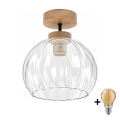 BRILAGI - LED-Aufbau-Deckenleuchte RETRO GLASS 1xE27/60W/230V Ø 25 cm Eiche/klar