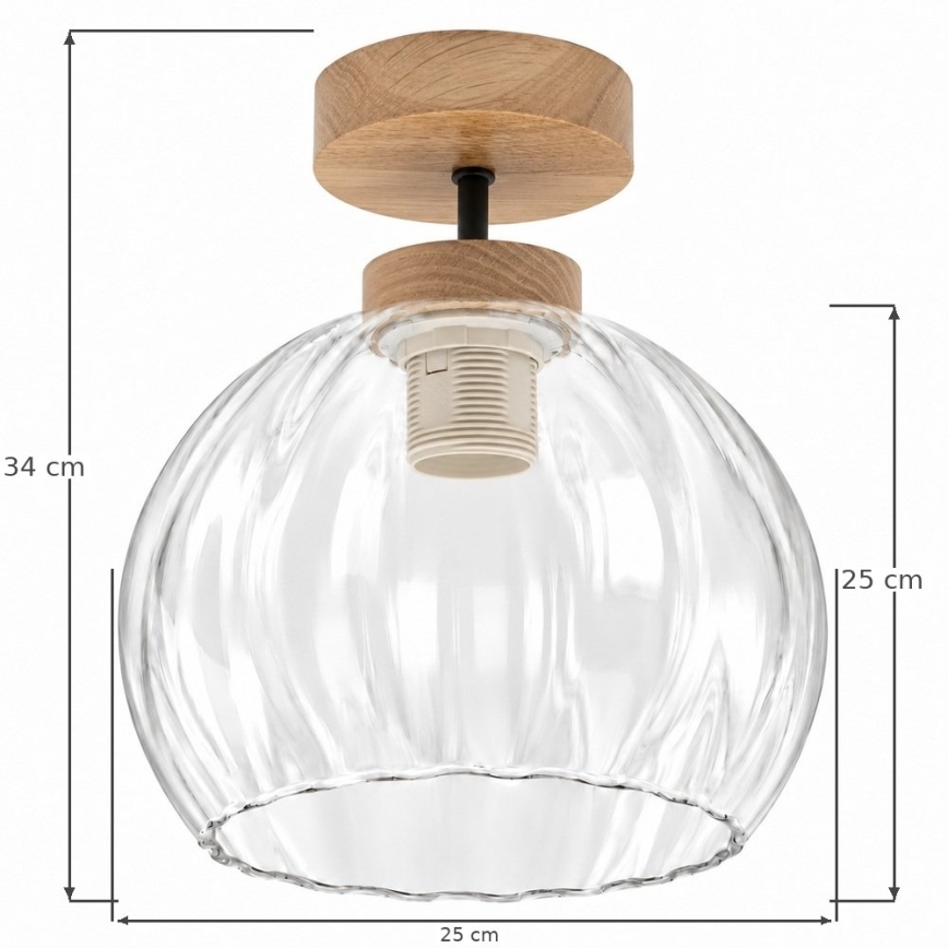 BRILAGI - LED-Aufbau-Deckenleuchte RETRO GLASS 1xE27/60W/230V Ø 25 cm Eiche/klar