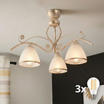 Brilagi - LED-Aufbau-Kronleuchter ANTICO 3xE27/60W/230V weiß patiniert